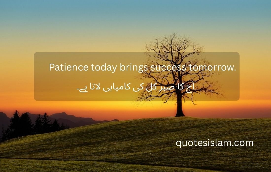 Patience today brings success tomorrow.