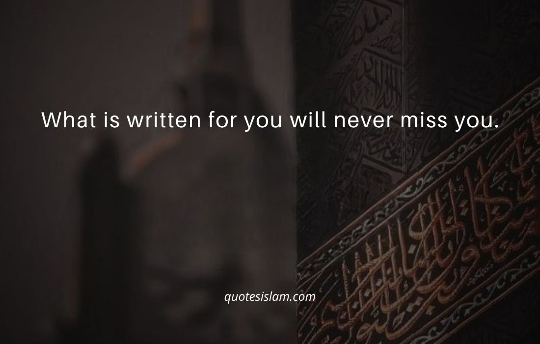 What is written for you will never miss you.